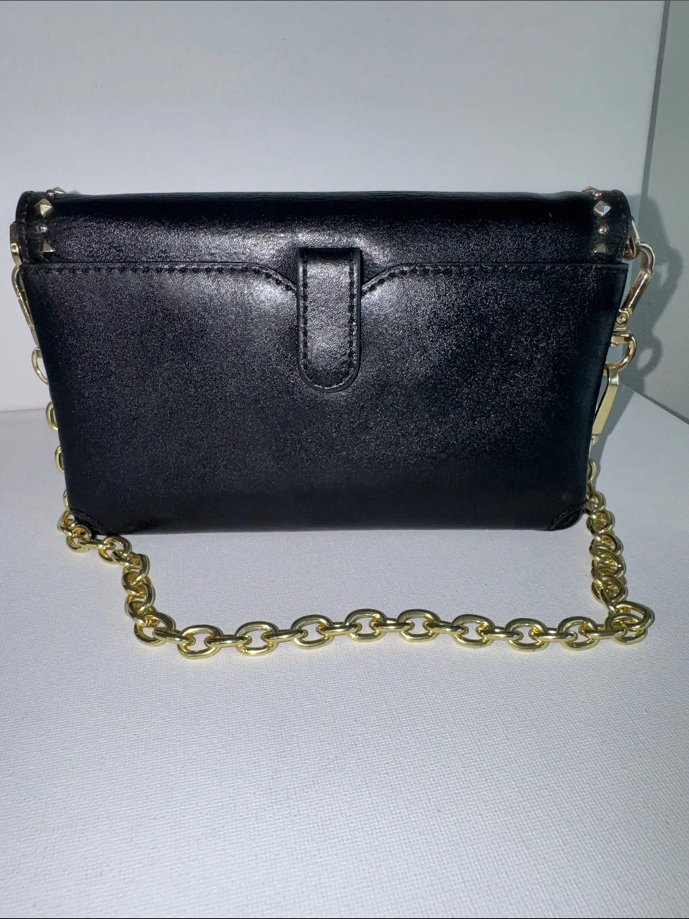Michael Kors Black Studded Leather Phone Crossbody Wallet Bag—Shoulder Chain